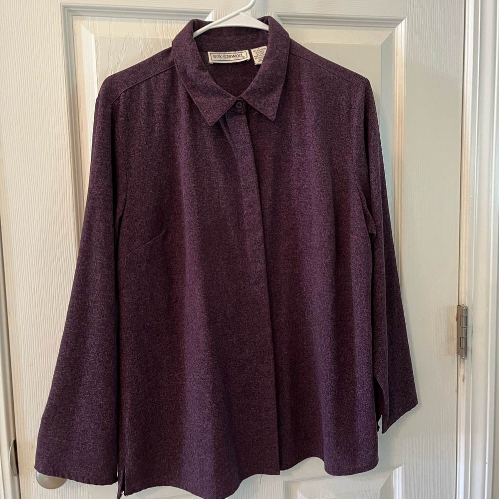 Erik Stewart Medium Egg Plant/Plum Long Sleeve Collared Button Down